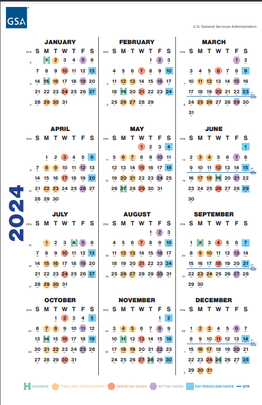 GSA Payroll Calendar PDF 2024